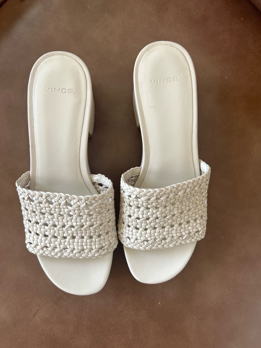 Vince Margo Woven Leather Platform Sandal in Birch/Tan